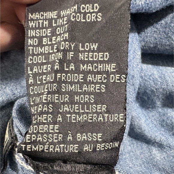 Obey Mens Blue Denim Cotton Long Sleeve Collared Button Shirt Pockets Sz XL - Picture 11 of 12